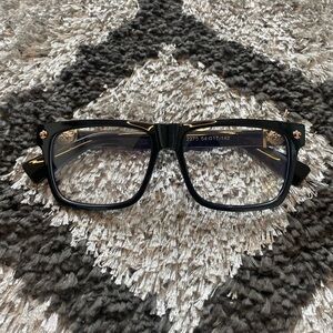 Chrome Hearts Black CH Style Frames Gold Logo (Lens Anti Blue)